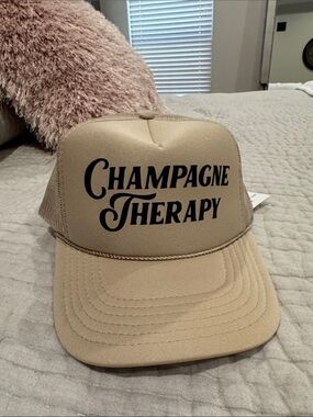 NWT Champagne Therapy Trucker Hat